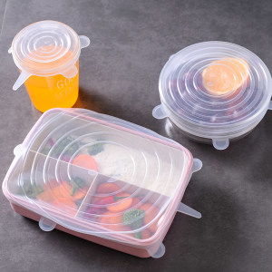 保鮮神器 可可尚佳 食品級 加厚萬能硅膠密封蓋 6個 大小可拉伸